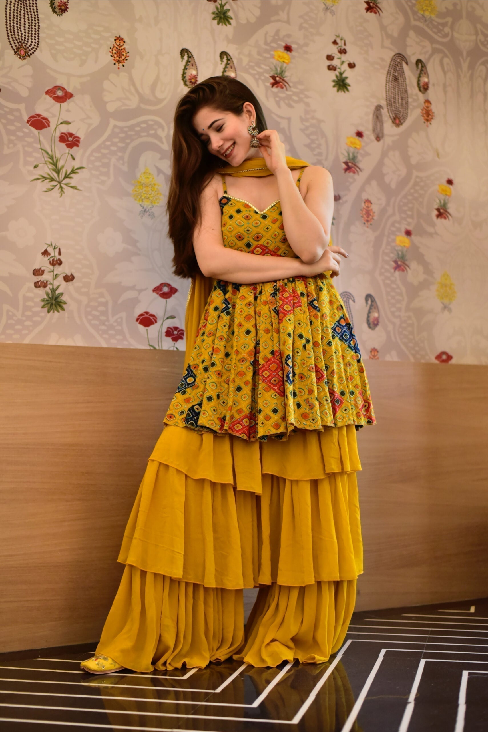 Gauri mustard sharara set