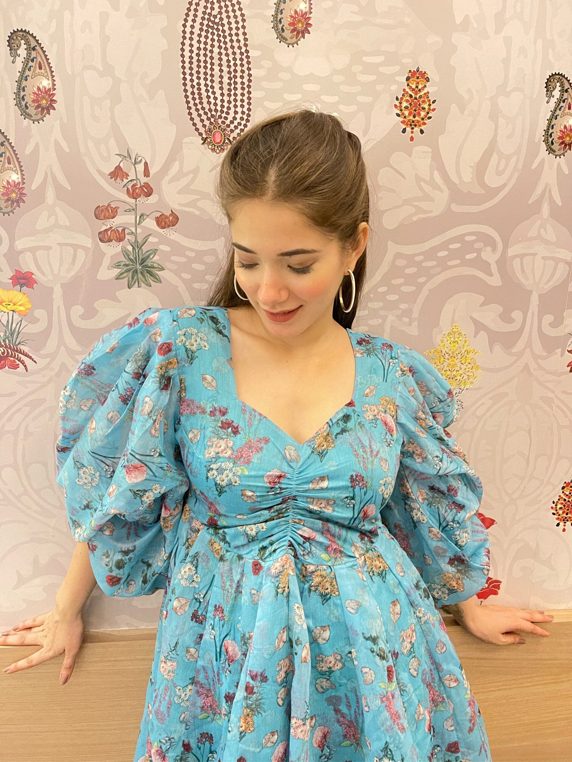 kasturi blue floral dress