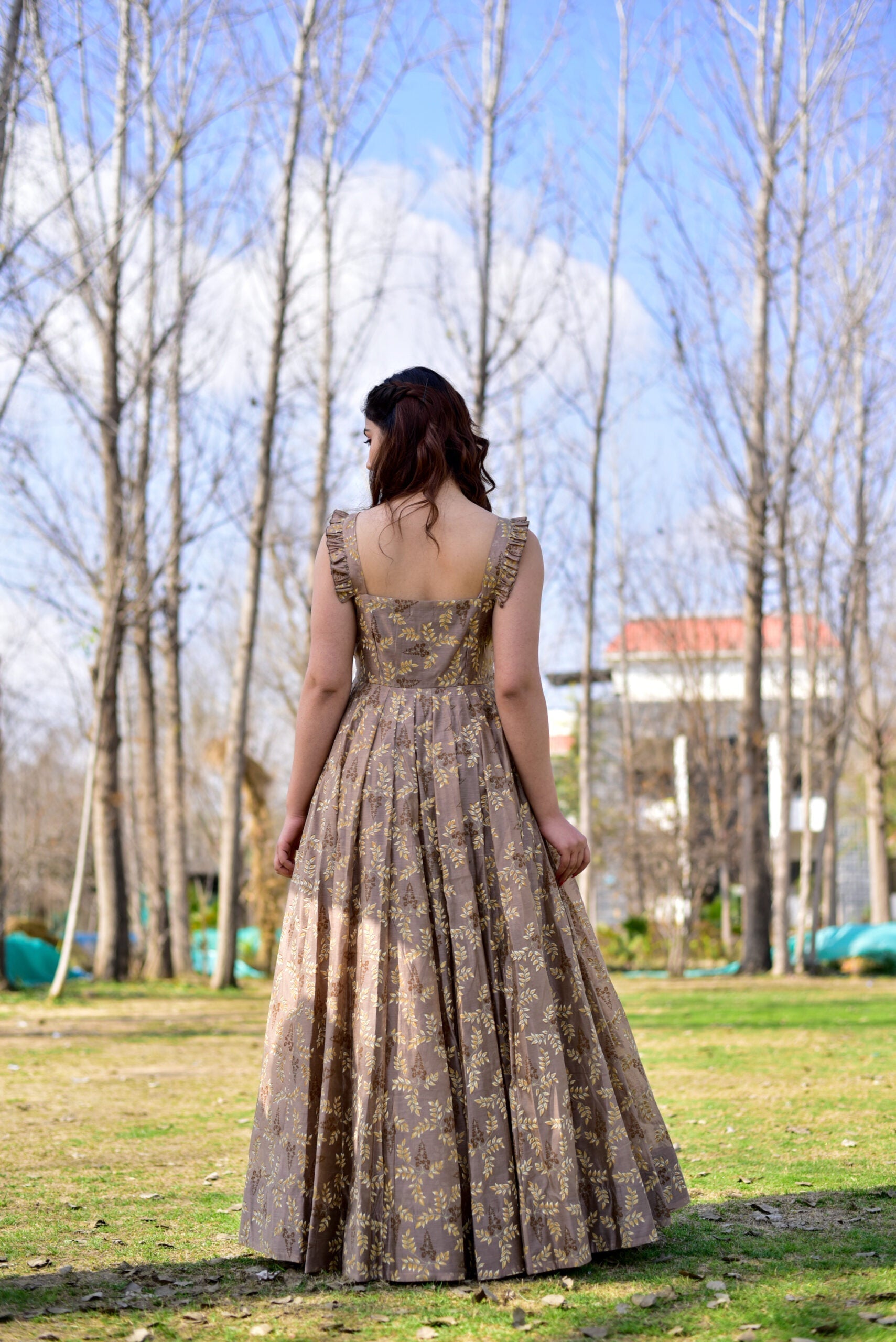 casper brown chanderi dress