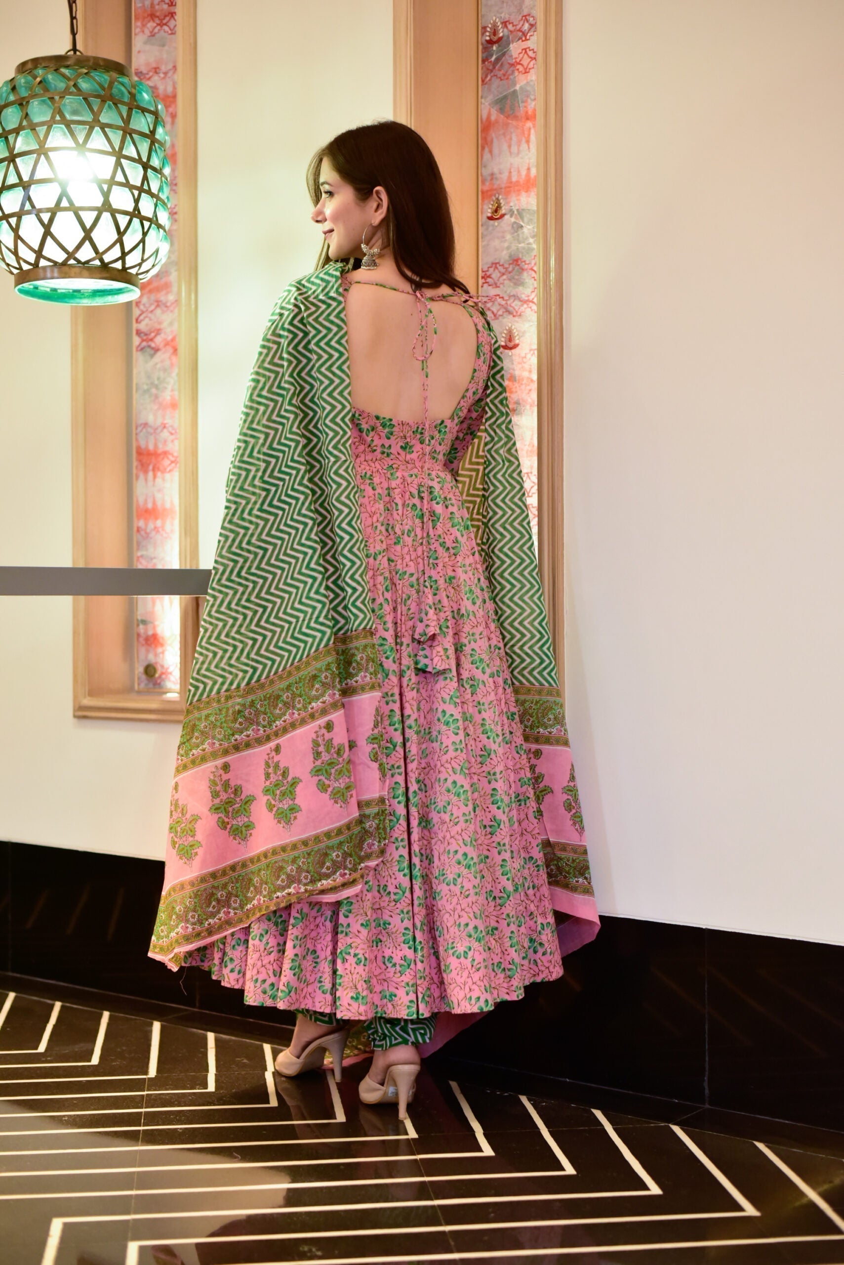 arunima pink cotton suit set