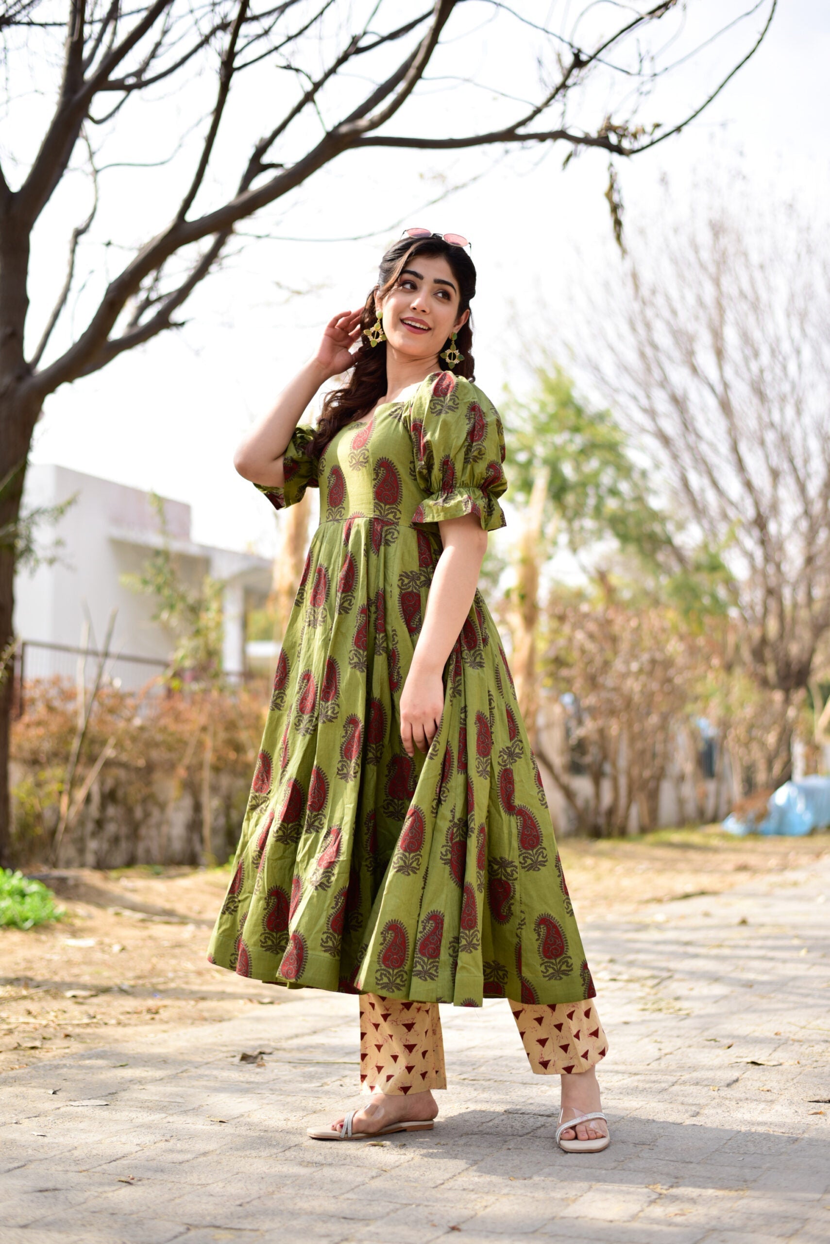 delicate green kurta set