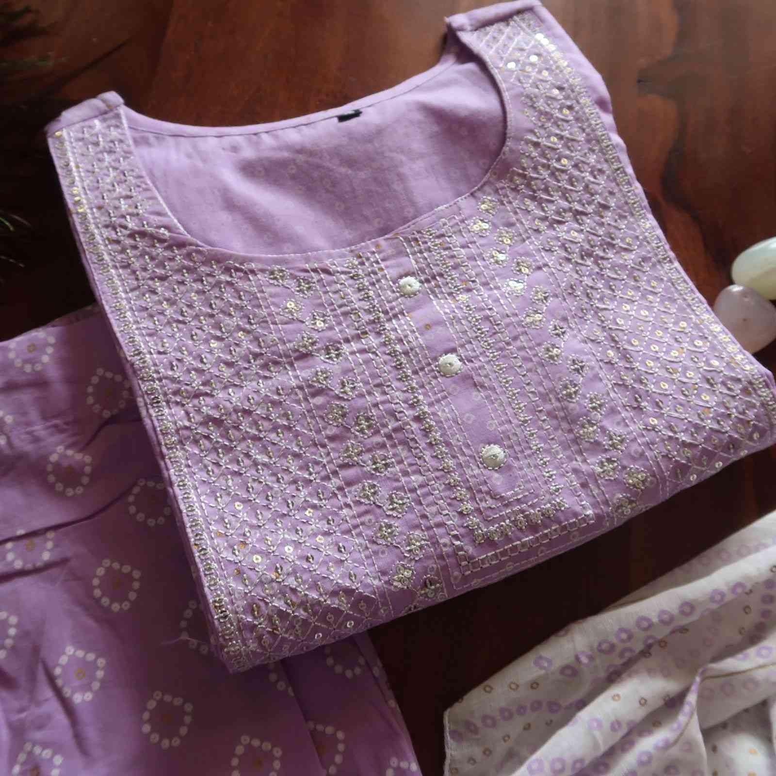 Lavender Bandhej Sequin Suit (3 piece)