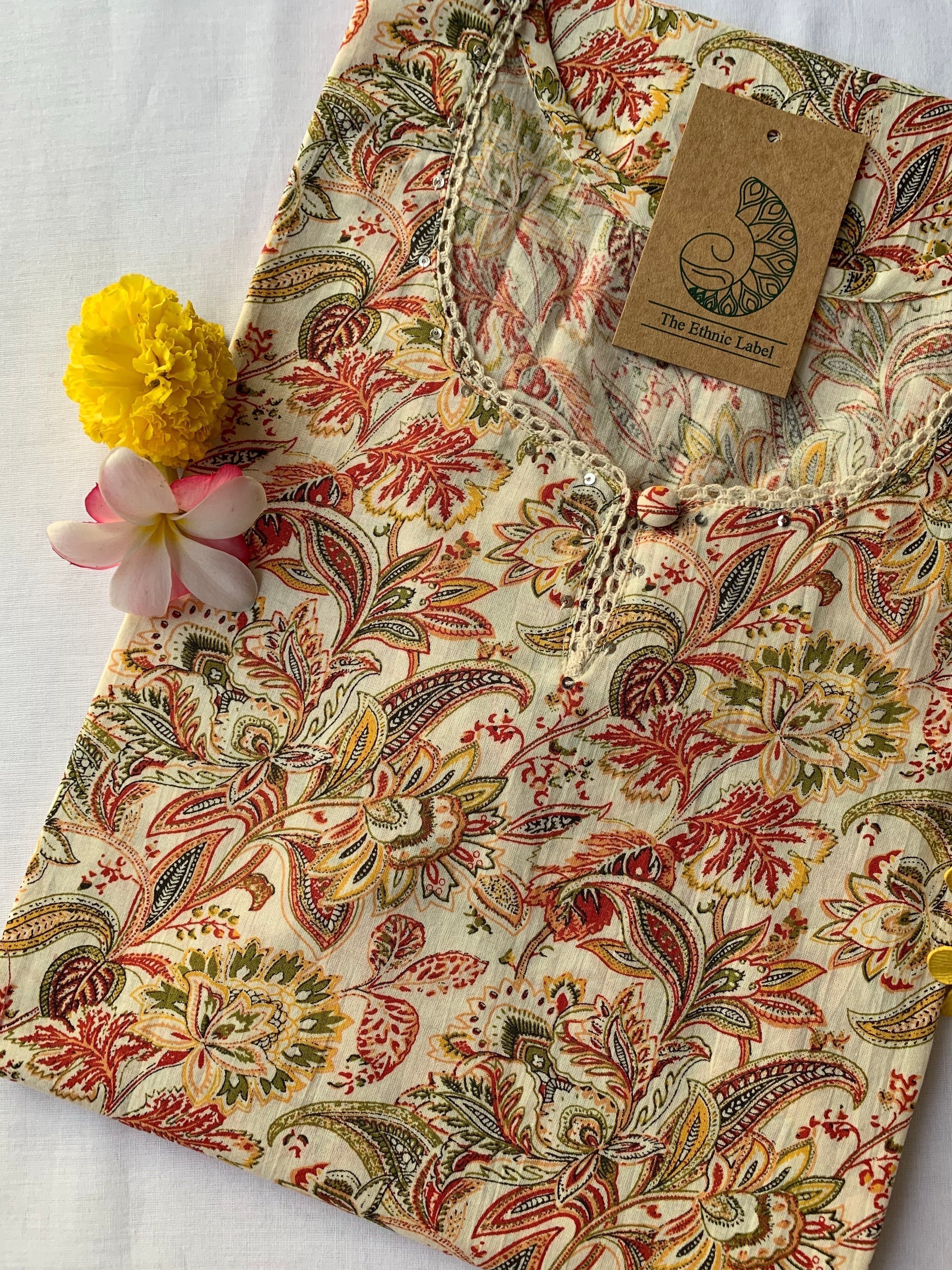 Cream Bagiyaan Cotton Kurta